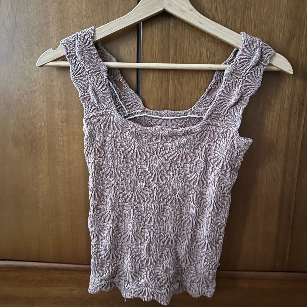 Free People Purple Ribbed Fitted Tank Top